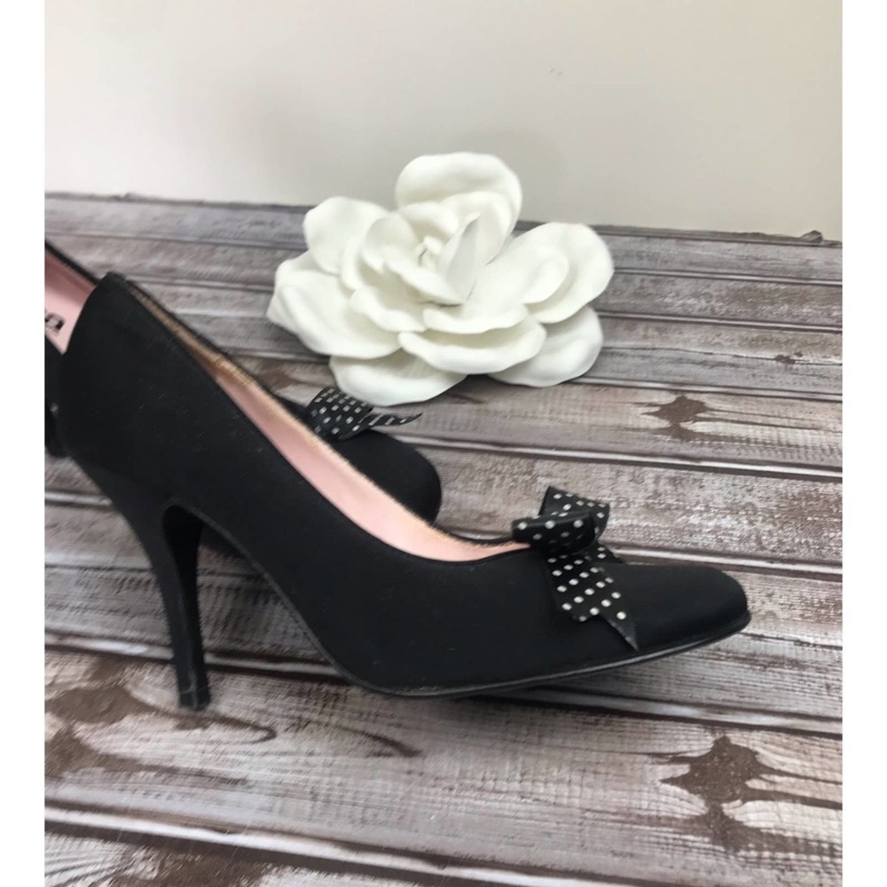 Tribeca, black satin pumps with polka dot … #005 - Picture 3 of 7